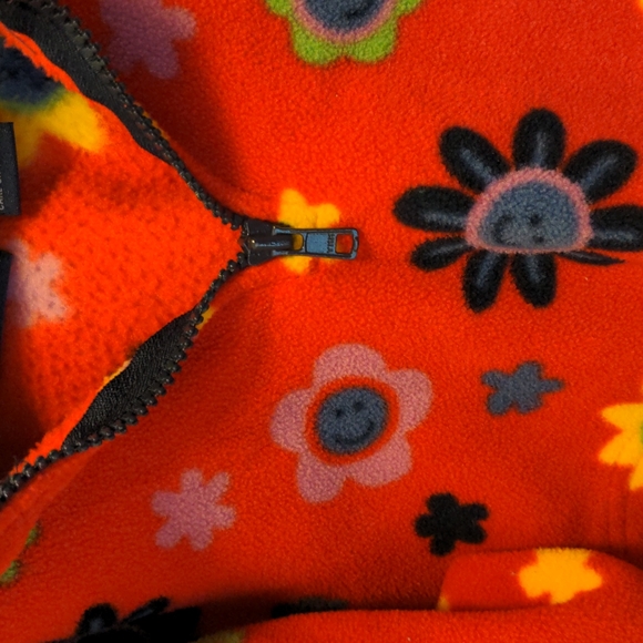 Sonoma Girls Size M 5 Happy Face Flower Partial Zip Pullover Top w/Pockets - Picture 3 of 7